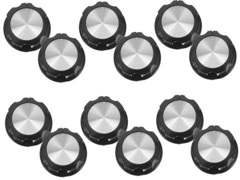 FONDOTIN 12pcs Gas Stove Control Knobs with Halfround Shaft Heat-Resistant Plastic Timer Replacement for Air Fryer Oven Microwave Heater and Cooker Hob Accessories