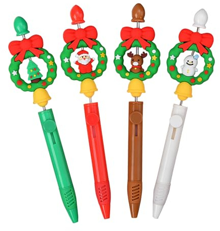 Genérico Lot de 4 crayons de Noël extensibles en forme de couronnes - Crayons d'arbre de Noël pour accessoires pour écoliers, enseignants scolaires