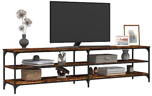 Homvdxl 200cm Extra Wide TV Stand Unit for 85 TVs, Industrial TV Shelf Console Table with 3 Tier Shelf, Entertainment Center for Living Room, Oak+Rustic