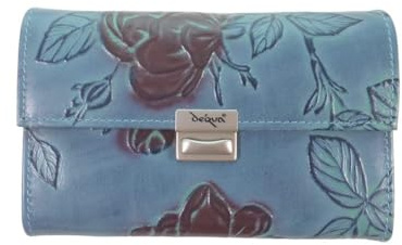 déqua G8 Leder Unikat Geldbörse Rose blau-bordeuax
