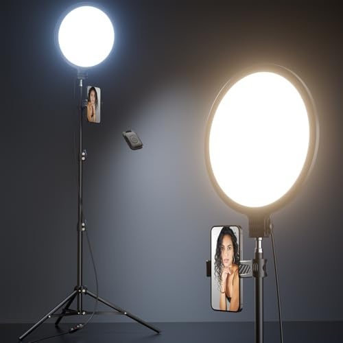 Weilisi 10.5 Ring Light with 69 Tripod Stand & Phone Holder | Full-Screen Ringlight Tripod Stand for Video Recording, TikTok, Dimmable LED Selfie Ring Light Tripod for Phone with Remote
