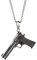 PAURO Edelstahl CS Gun Ornamente Anhänger Pistole Hip Hop Punk Herren Halskette für Biker Silber mit Kette