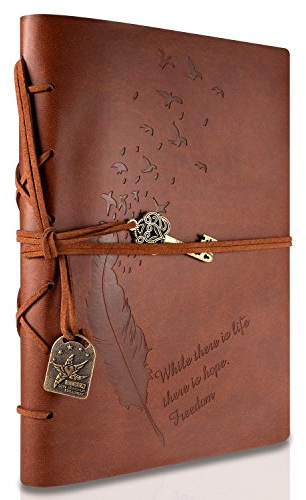 Notizbuch Vintage, Leder Tagebuch Notizbuch, RYMALL Notebook Journal Reisetagebuch Sketchbook Klassische Vintage-Stil PU Cover, Nachfuellbar Reisetagebuch (15x21x2cm)