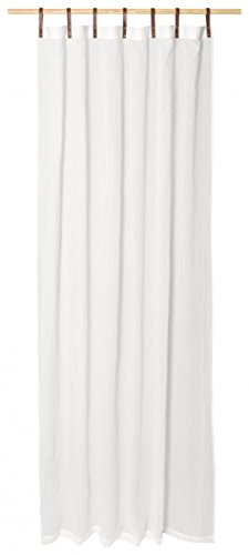 Schlaufenschals mit Lederschlaufen - 2er Set - 135 x 245 cm - Vorhänge - Gardinen - Evi von Mamga - in vielen Farben, Farbe:Magma_Weiss_002