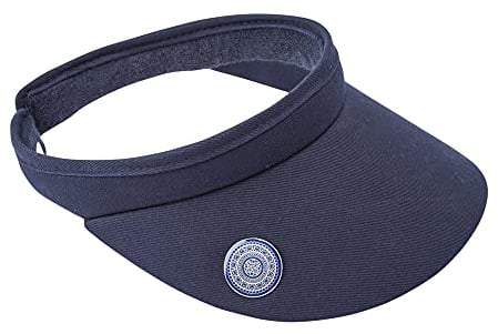 Surprizeshop Womens Golf Visor | Clip Style | Built in Magnet | Comes with Hand Enamelled 25mm Ball Marker | Rigid Peak | Multiple Colours | Golf Visor | Tennis Visor Navy