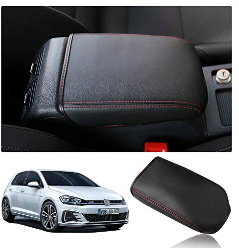 LFOTPP Golf 7 MK7 GTI GTE GTD Mittelarmlehne Abdeckung, PU-Leder Armlehnen Mittelkonsole Schutz Armlehnenbezüge (Rot)