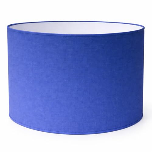 Zylinder Lampenschirm Baumwolle Stoff handgefertigt für Deckenleuchte, Tischleuchte, Stehlampe (Blau, 45 cm Durchmesser 30 cm Höhe)
