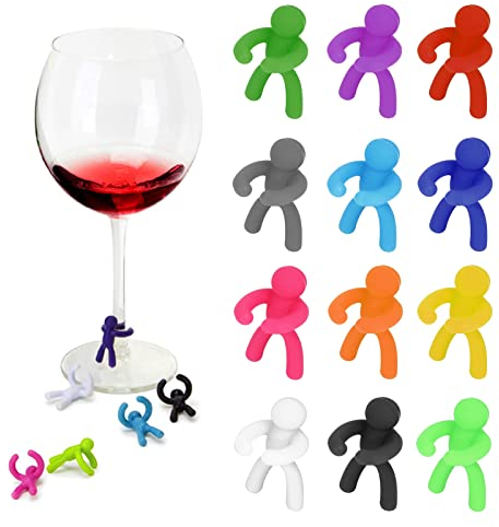 24 Pièces Marqueurs de Verre à Vin en Silicone, Marqueurs de Verre à vin, Marqueurs de Boisson,Marque Verres Colorés pour Coupe en Verre Bouteilles à Cocktail au pour Décorations de Table Bar Fête