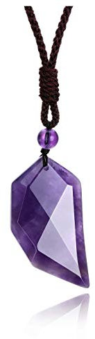 Jovivi Amethyst Crystal necklace for Men Natural Gemsotne Wolf Tooth Pendant Necklace Rope Adjustable for Men Women,Mens Jewellery for Boyfriends Dad Gifts for Fathers Day Christmas