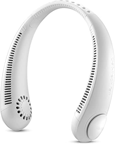 Kingcenton Portable Neck Fan,USB Rechargeable Hand Free Bladeless Fans,360° Free Rotation 3-speeds Change for Working Cooling Mini Fans for Women Men Outdoor/White