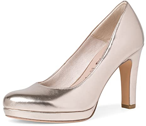 Tamaris Damen Klassische Pumps, Frauen Absatzschuhe,TOUCHit-Fußbett,Ausgehschuhe,Abendschuhe,Court Shoes,stöckelschuhe,Light Gold,40 EU