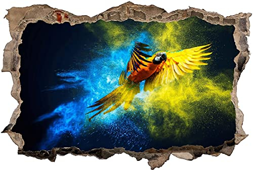 3D Wandtattoo Mauerloch Wandsticker Wandaufkleber Durchbruch selbstklebend Schlafzimmer Wohnzimmer Kinderzimmer - Papagei abstraktes Tier,Größe 65x98cm
