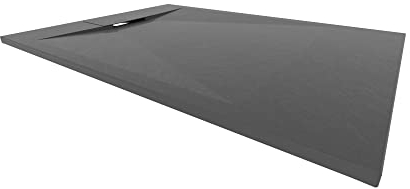 i-flair SMC POLAR Duschwanne 120x90cm, extra flache und robuste Duschtasse 26MM aus langlebigem SMC mit ANTI-Rutsch-Oberfläche In Schieferoptik/Steinoptik inkl. Ablaufgarnitur mit SMC Deckel -Schwarz