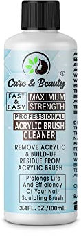 Nail Brush Cleaner Liquid for Acrylic Gel Nail Brushes Cleans away Acrylic Liquid & Powder Buildups 100ml
