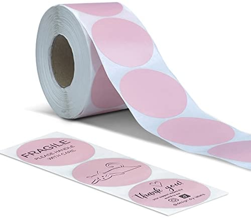 Rosa Thermoetiketten rund 50x50mm Hotlabel 2 Runde Etiketten Selbstklebend Rolle-Versandetiketten 800 Etiketten Kreis Thermodirekt Etiketten für DIY-Logo-Design QR-Code Namensschild