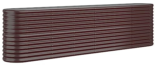 vidaXL Hochbeet, Wetterfestes Hochbeet für Garten Balkon Terrasse, Kräuterhochbeet zum Selber Bauen, Pflanzkasten aus Metall, Verzinkter Stahl Braun
