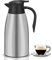 2 Litre Stainless Steel Thermal Carafe Jugs, Double Walled Vacuum Insulated Coffee Pot, Kettle Flask Heat & Cold Retention, for Tea, Milk and Coffee (Silver)