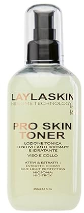Layla Cosmetics LAYLASKIN PRO SKIN TONER Tonic Lotion Gesicht und Hals beruhigend, reizend, feuchtigkeitsspendend, erfrischend und belebend die Haut, verengt große Poren, 250 ml