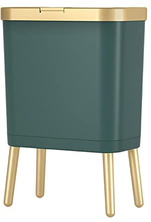 MagiDeal Poubelle Moderne à Couvercle Presse Haut Pied - Seau De Rangement Grande Capacité, Grand Diamètre Pour Salle De Bain, Toilette, Maison - Vert