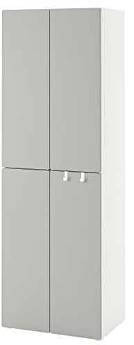 IKEA PLATSA/SMÅSTAD Kleiderschrank, 60x42x181 cm, Weißgrau/mit 2 Kleiderstangen