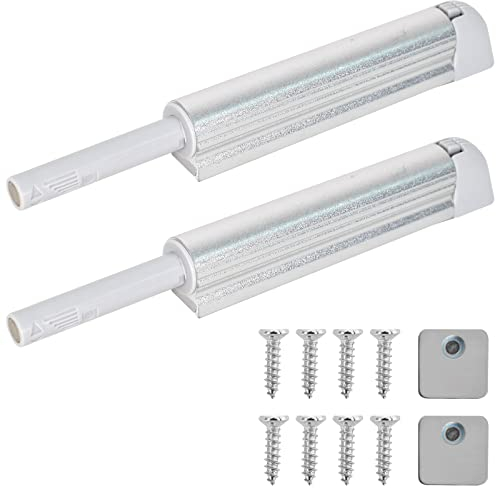 2 Piezas Cierre Magnético Captura, Iman Puerta Armario Presion Magnetica, Push Open Metal Pestillo, Amortiguadores Magnéticos, para Puertas de Armario de Cocina, Armario, Cierre de Puerta (Plateado)