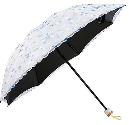 YUEHUA Parasol pour femme en dentelle brodée à double étage anti-UV, parasol pliable pour soleil/pluie/neige, Y-bleu., M