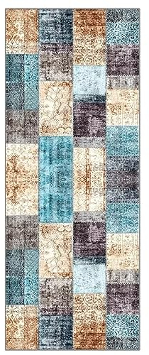 ZUZEKU Vintage Läufer Flur Küche Waschbar rutschfest 60X350cm Marokko Style Bunt Lang Küchenteppich Flurteppich Teppich Fur Korridor Wohnzimmer Schlafzimmer Meterware Anpassbar