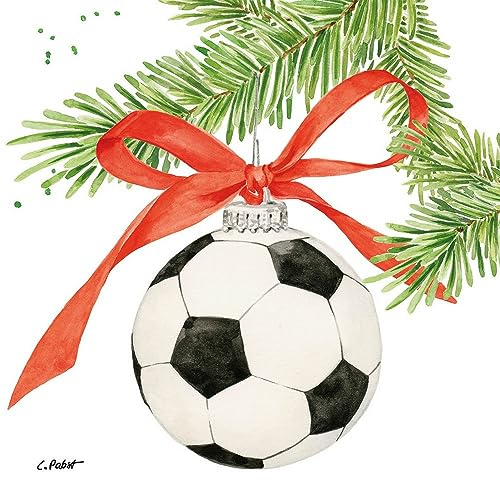 20 Servietten Weihnachten Fußball am Weihnachtsbaum als Tischdeko. Papierservietten mit Motiv. Auch für Decoupage und Serviettentechnik 33x33cm