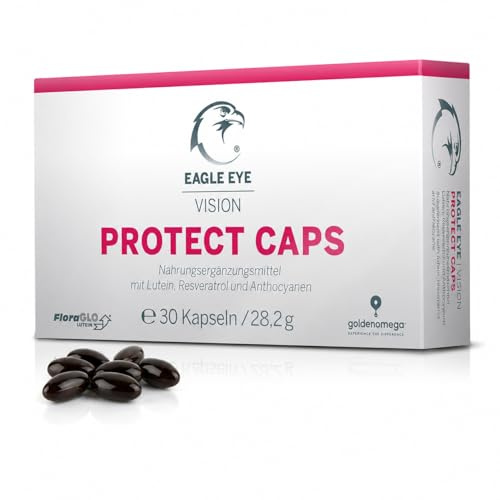 EAGLE EYE VISION Protect Caps Augenvitamine mit 15 mg FloraGlo Lutein & Zeaxanthin – Nahrungsergänzung für normale Sehkraft mit Zink, Vitamin C, E, Anthocyanen & Resveratrol – 30 Kapseln