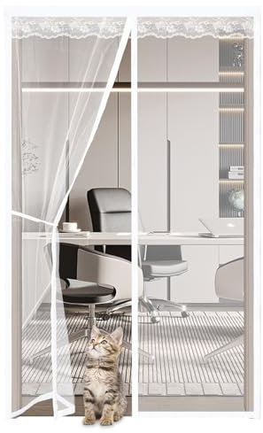 Zanzariera Magnetica per Porte Finestre 60x240cm,Tenda Magnetica Zanzariera Porta,Chiusura Automatica Zanzariera con Calamita per Porta Balcone, Porta Cantine, Porta Terrazze,Bianco
