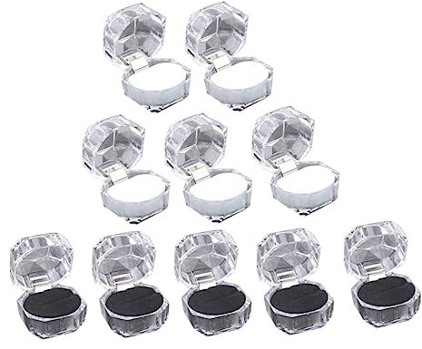 10 Stück Box Halsketten Halter Ring Geschenkboxen Ring Fall Display Verlobte für Sie Ehering Halter Ehering Fall Ring Boxen Kleine Reise Braut Schmuck Tricolor Kunststoff