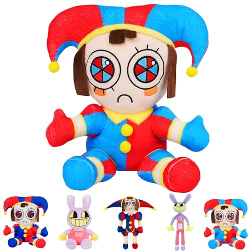 YOUYIKE The Digital Circus Plush, 23 cm Amazing Pomni Jax Kuscheltier, Plush Circus Clowns, Geburtstags Ostern Geschenke für Jungen Mädchen Peripheriegeräte(Pomni-s)