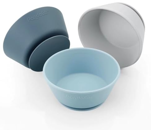 PandaEar Lot de 3 Bols à Ventouse pour Bébé | Bols Alimentaires en Silicone pour la Première Alimentation des Bébés, Tout-Petits et Enfants | Silicone de Qualité Alimentaire, Doux et Sûr, Sans BPA