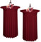 LYAFS 2er-Set Weinrot Stehtisch Hussen Stretch Stehtisch Tischdecke mit Rock, 80x110cm Runder Cocktail-Tischrock, Bistrotisch-Bartisch-Abdeckung für Bar, Party, Hochzeit, Banketttisch,Geburtstag