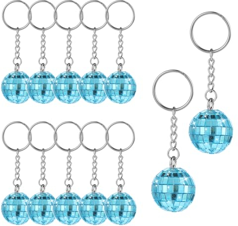 12 Stück Discokugel-Schlüsselanhänger,spiegelkugel Schlüssel Anhänger,Disco Kugel Schlüsselanhänger,Ball Partyzubehör,1970er Jahre Partygeschenke Set für Halloween Weihnachten Party Deko-Blau