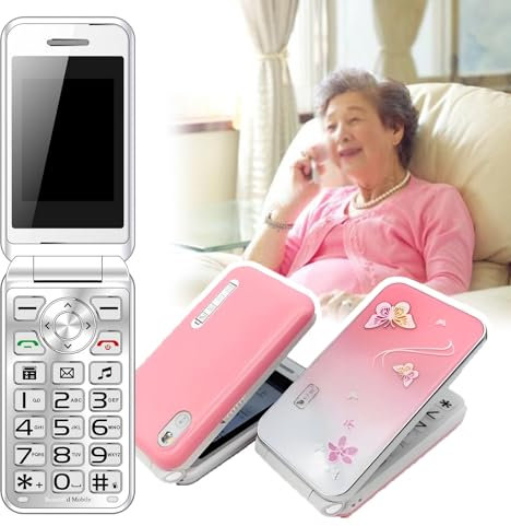 WhAeoy Unlocked Flip Phone, 2G Dual SIM Mobile Phone, 2.4 Inch Screen+Big Button/Loud Volume, Blacklist-Whitelist+6800mAh Battery, Support Music,Video,Flashlight,Pink