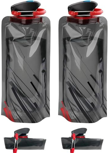 2 Stück Faltbare Trinkflasche,700ml Faltflasche,Foldable Water Bottle,Faltbare Trinkflasche Festival, Wiederverwendbare Trinkflasche Faltbar, Trinkflaschen Faltbar, für Wandern,Reisen, Abenteuer