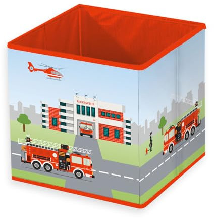 Herding Young Collection Aufbewahrungsbox Feuerwehr, ca. 30 x 30 x 30 cm, Aufbewahrung im Regal oder freistehend, 100% Polypropylen, Innen 100% Papier