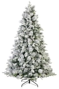 KLULK Albero Di Natale Innevato Con Pigne Ortisei H 240 Cm x D. 152 Cm, Apertura Ad Ombrello, Molto Folto, Ignifugo, 12 Anni Di Garanzia, Base A Croce In Metallo, Ecologico PVC, Effetto Realistico