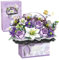 Costruire mattoni di mattoni bouquet di fiori rosa, cesto di fiori che costruisce fiore nero, bouquet di fiori con a corda leggero giocattolo di blocco bonsai rosa per ragazza fidanzata per la f