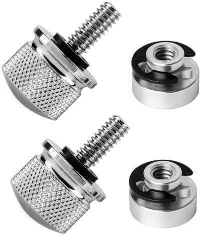 T TAKONE Accessoires Harley Davidson - 2 jeux de vis de siège de moto en aluminium avec clips C et vis moletée pour une fixation sûre de siège de moto (argenté)