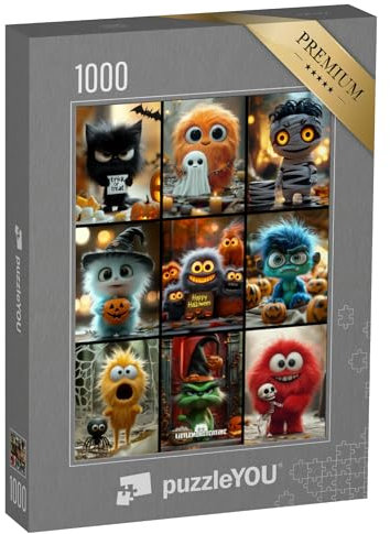 puzzleYOU: Puzzle 1000 Teile „LITTLEMONSTERTIME: Halloween Collage“