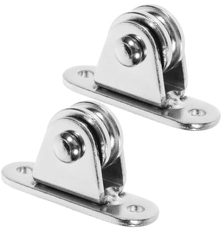 HOMOCONO 2st Flaschenzug Seilzugrad Kugelgelagerte Rollen Heberäder Seilrolle Seilzugblock Kabelseilbefestigung Deckenrolle Für Garage Deckenrollenhalterung Silver Vernickeltes Eisen