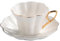 FUENYEJIA 180ML Coffee Cup and Saucer Set, English Style, Ceramic, Bone China with Gold Painting, Pure White Milk Cup with Floral Design