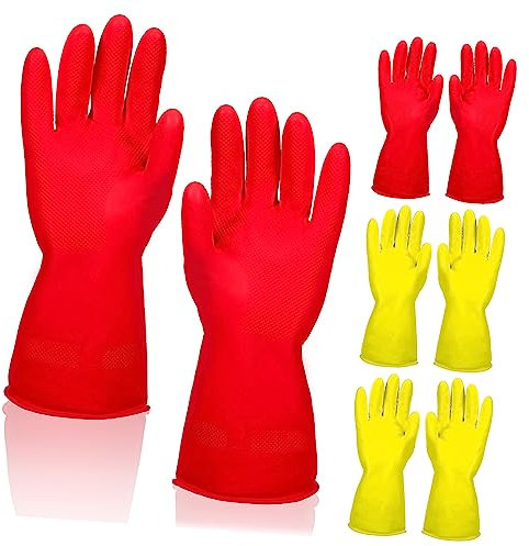 COLLBATH Gummihandschuhe Für Die Reinigung Rutschfeste Wiederverwendbare Küchen Und Geschirrspülhandschuhe + Dicke Gummihandschuhe Für Den Haushalt