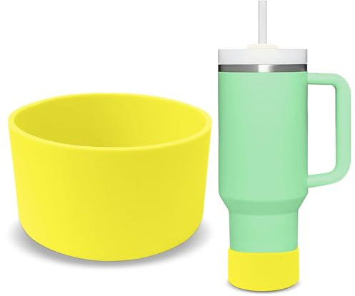 Silicone Boots：Bottom Protective Silicone Sleeve Cup Mat Heat，Protective Water Bottle Bottom Bumper Cover，Silicone Boot for Stanley Cup Accessories,Water Bottle Boot (Yellow, 2.95 Inch)