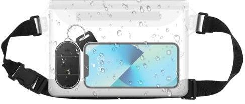 HJZHII wasserdichte Tasche mit Verstellbarem Gurt,Transparent wasserdichte Bauchtasche,Wasserfeste Tasche Wasserdicht Wasserdichter Beutel Dokumentenbeutel Unterwasser Handyhülle