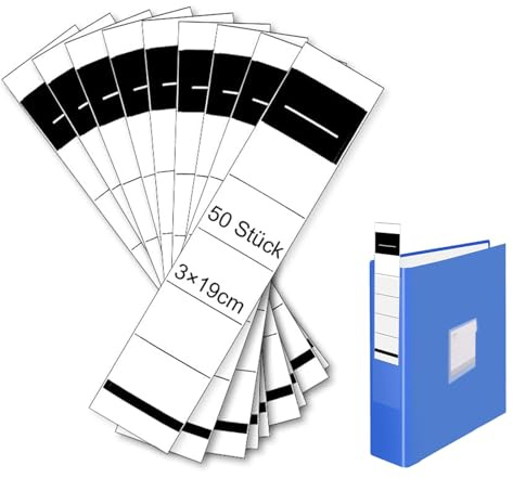 50 Stück ordnerrücken Einstecken Schmal 30 x 190 mm Rückenschilder Ordner Weiß Ordner Etiketten Ordnerrücken Rückenschilder für 5 cm Schmale Ordner (Keine Klebrigkeit)