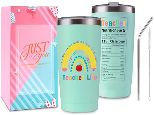 COSBERY Thank You Teacher Gifts for Women, 20Oz Teacher Travel Mug, Best End of The Year/Christmas/Birthday/Leaving Gifts from Students/Parents