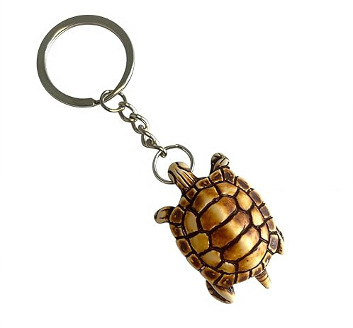 WOO MANTO Porte-clés tortue en résine – Figurine réaliste – Accessoire mignon pour clés, sacs ou voiture 4,3 x 2,8 cm